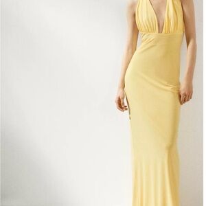 Zara Yellow Backless Maxi Dress